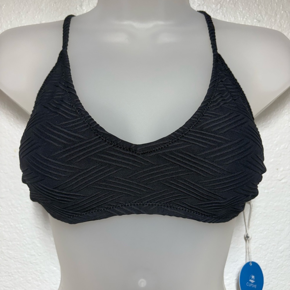 Cupshe Black Textured Bikini Top 052